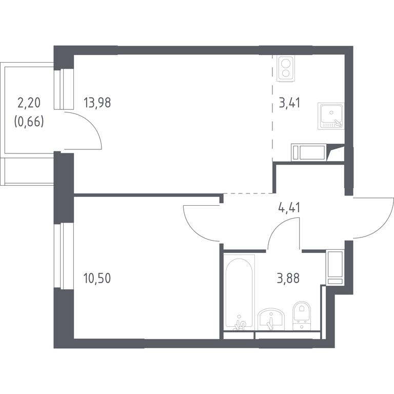 Apartment Sale, 36.84平方米 at Piatnitskie Luga, Pyatnitskoye Highway, 2, derevnya Yurlovo, Solnechnogorsk City District, Moscow Region, Russia #1