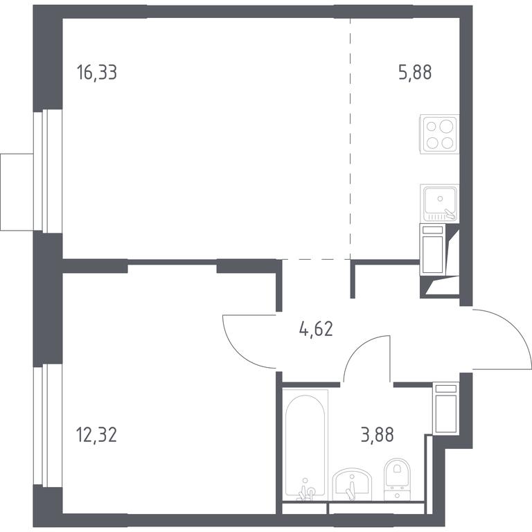 Apartment Sale, 43.03平方米 at Piatnitskie Luga, Pyatnitskoye Highway, 2, derevnya Yurlovo, Solnechnogorsk City District, Moscow Region, Russia #1