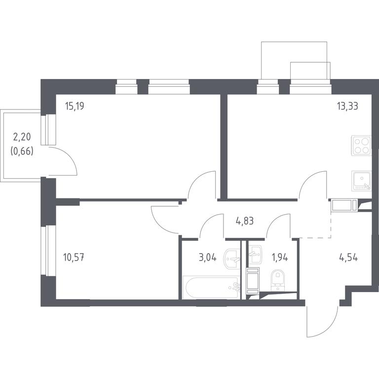 1-BD Apartment Sale, 54.1平方米 at Piatnitskie Luga, Pyatnitskoye Highway, 2, derevnya Yurlovo, Solnechnogorsk City District, Moscow Region, Russia #1