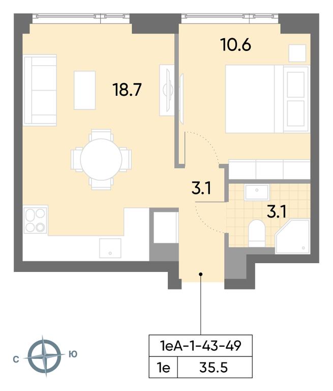 1-BD Apartment Sale, 35.5 sq. m. at Wave, Borisovskye Prudy Street, 1Б, Moscow, Russia #2 1-BD Apartment Sale, 35.5 sq. m. at Wave, Borisovskye Prudy Street, 1Б, Moscow, Russia #2