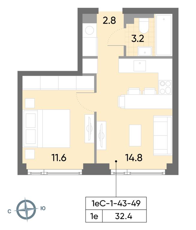 1-BD Apartment Sale, 32.4 sq. m. at Wave, Borisovskye Prudy Street, 1Б, Moscow, Russia #2 1-BD Apartment Sale, 32.4 sq. m. at Wave, Borisovskye Prudy Street, 1Б, Moscow, Russia #2
