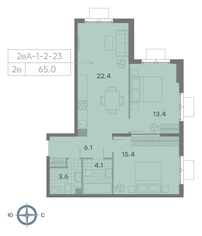2-BD Apartment Sale, 65 sq. m. at Parkside, Krasnogo Mayaka Street, 26к1, Moscow, Russia #1