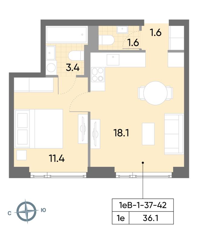 1-BD Apartment Sale, 36.1 sq. m. at Wave, Borisovskye Prudy Street, 1Б, Moscow, Russia #1 1-BD Apartment Sale, 36.1 sq. m. at Wave, Borisovskye Prudy Street, 1Б, Moscow, Russia #1