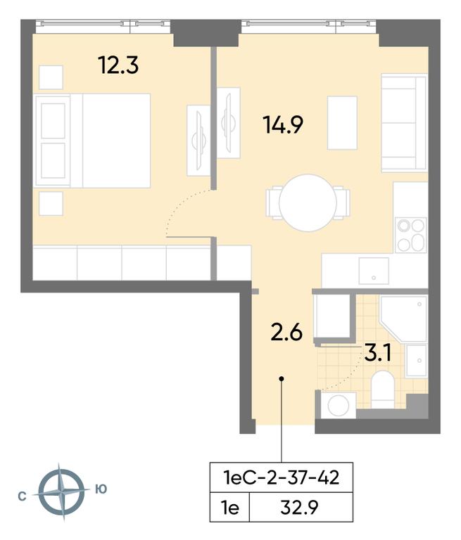 1-BD Apartment Sale, 32.9 sq. m. at Wave, Borisovskye Prudy Street, 1Б, Moscow, Russia #2 1-BD Apartment Sale, 32.9 sq. m. at Wave, Borisovskye Prudy Street, 1Б, Moscow, Russia #2
