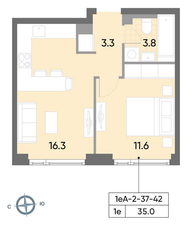 1-BD Apartment Sale, 35平方米 at Wave, Borisovskye Prudy Street, 1Б, Moscow, Russia #1 1-BD Apartment Sale, 35平方米 at Wave, Borisovskye Prudy Street, 1Б, Moscow, Russia #1