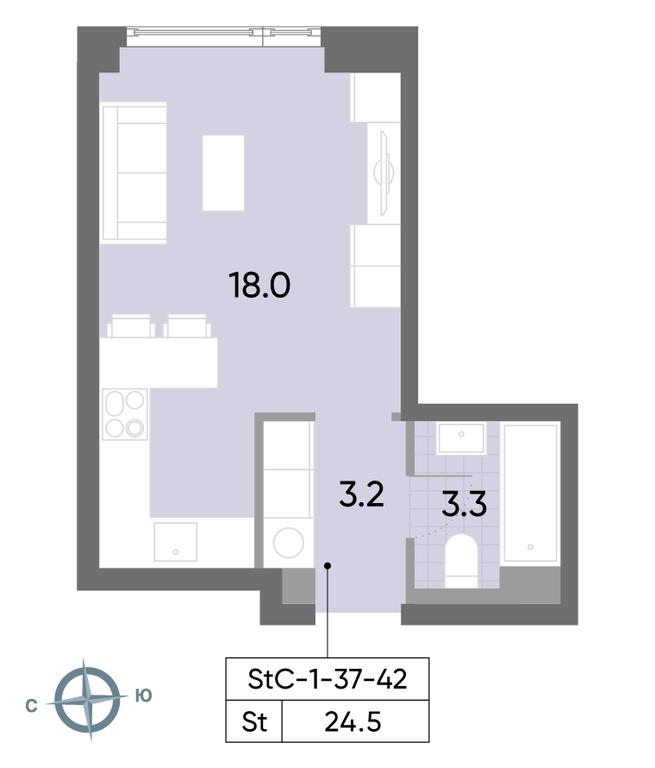 Apartment Sale, 24.5平方米 at Wave, Borisovskye Prudy Street, 1Б, Moscow, Russia #1