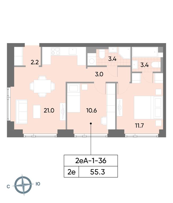 2-BD Apartment Sale, 55.3 sq. m. at Wave, Borisovskye Prudy Street, 1Б, Moscow, Russia #1 2-BD Apartment Sale, 55.3 sq. m. at Wave, Borisovskye Prudy Street, 1Б, Moscow, Russia #1