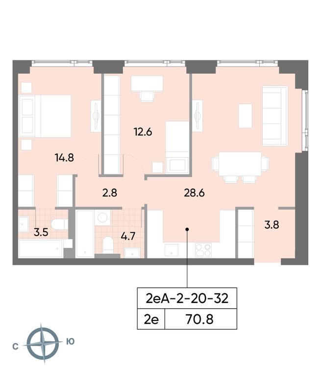2-BD Apartment Sale, 70.8 sq. m. at Wave, Borisovskye Prudy Street, 1Б, Moscow, Russia #2 2-BD Apartment Sale, 70.8 sq. m. at Wave, Borisovskye Prudy Street, 1Б, Moscow, Russia #2