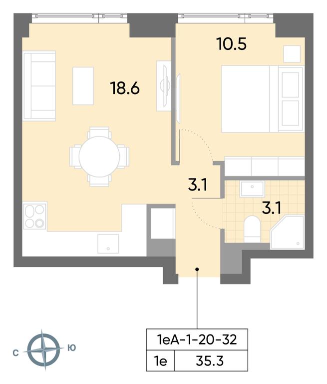 1-BD Apartment Sale, 35.3 sq. m. at Wave, Borisovskye Prudy Street, 1Б, Moscow, Russia #2 1-BD Apartment Sale, 35.3 sq. m. at Wave, Borisovskye Prudy Street, 1Б, Moscow, Russia #2
