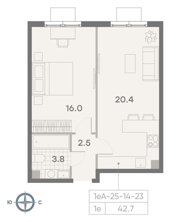 1-BD Apartment Sale, 42.7 sq. m. at Parkside, Krasnogo Mayaka Street, 26к1, Moscow, Russia #2