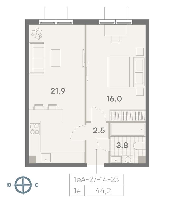1-BD Apartment Sale, 44.2 sq. m. at Parkside, Krasnogo Mayaka Street, 26к1, Moscow, Russia #2