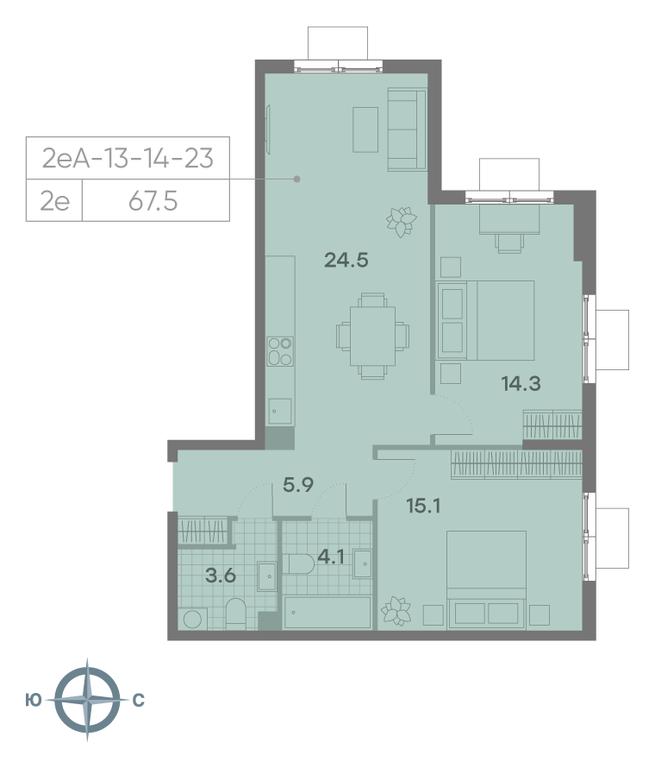 2-BD Apartment Sale, 67.5平方米 at Parkside, Krasnogo Mayaka Street, 26к1, Moscow, Russia #1 2-BD Apartment Sale, 67.5平方米 at Parkside, Krasnogo Mayaka Street, 26к1, Moscow, Russia #1