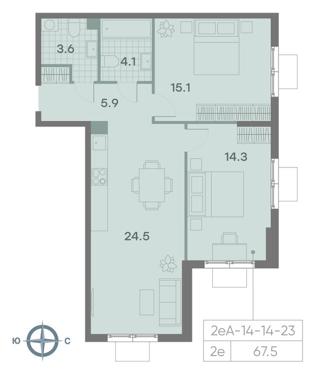 2-BD Apartment Sale, 67.5 sq. m. at Parkside, Krasnogo Mayaka Street, 26к1, Moscow, Russia #1 2-BD Apartment Sale, 67.5 sq. m. at Parkside, Krasnogo Mayaka Street, 26к1, Moscow, Russia #1