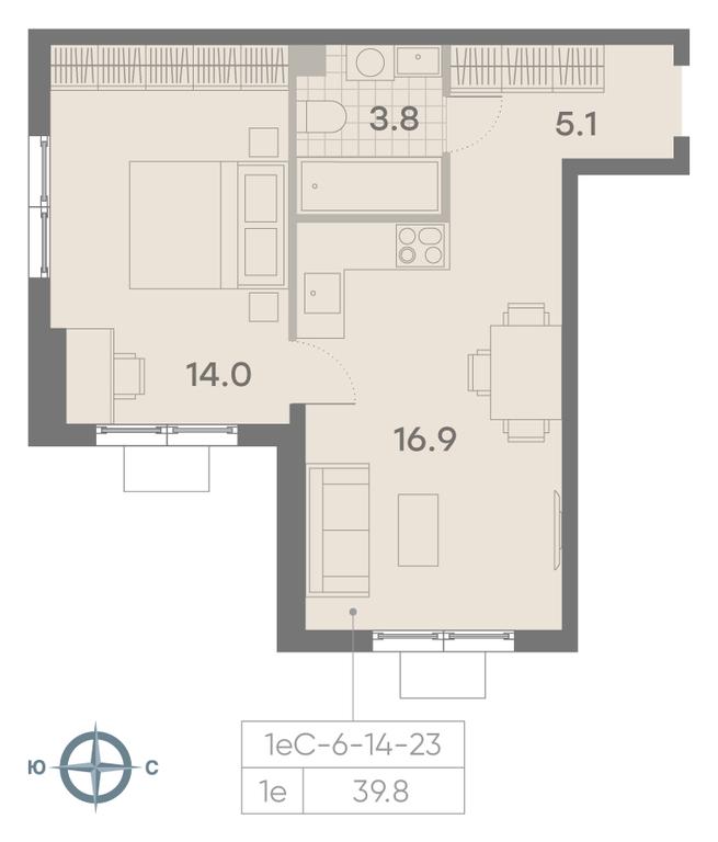 1-BD Apartment Sale, 39.8 sq. m. at Parkside, Krasnogo Mayaka Street, 26к1, Moscow, Russia #2 1-BD Apartment Sale, 39.8 sq. m. at Parkside, Krasnogo Mayaka Street, 26к1, Moscow, Russia #2