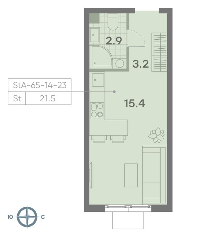 Apartment Sale, 21.5 sq. m. at Parkside, Krasnogo Mayaka Street, 26к1, Moscow, Russia #1