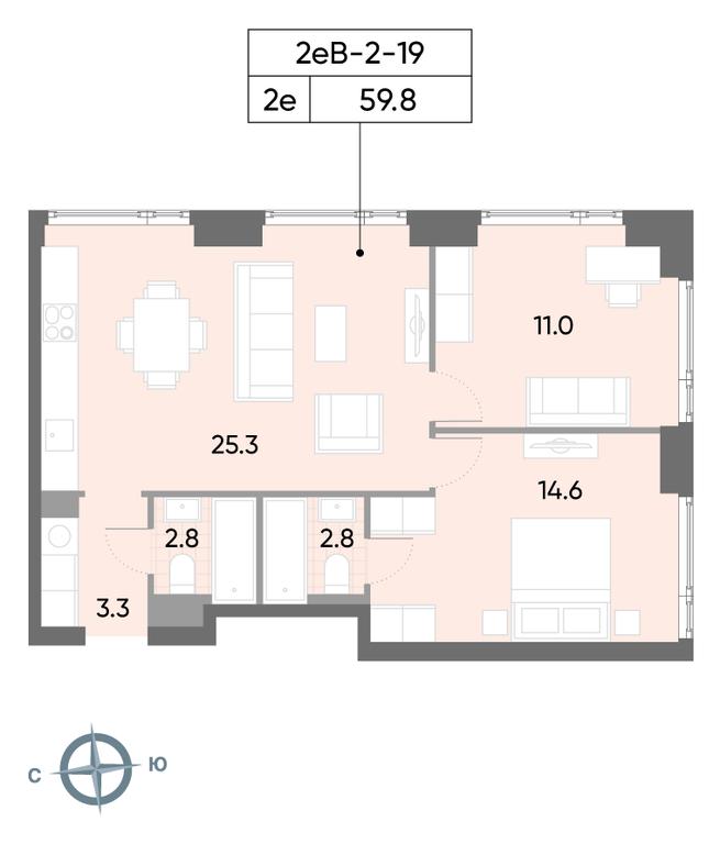 2-BD Apartment Sale, 59.8 sq. m. at Wave, Borisovskye Prudy Street, 1Б, Moscow, Russia #1 2-BD Apartment Sale, 59.8 sq. m. at Wave, Borisovskye Prudy Street, 1Б, Moscow, Russia #1