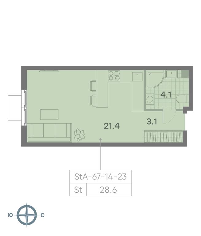 Apartment Sale, 28.6 sq. m. at Parkside, Krasnogo Mayaka Street, 26к1, Moscow, Russia #2