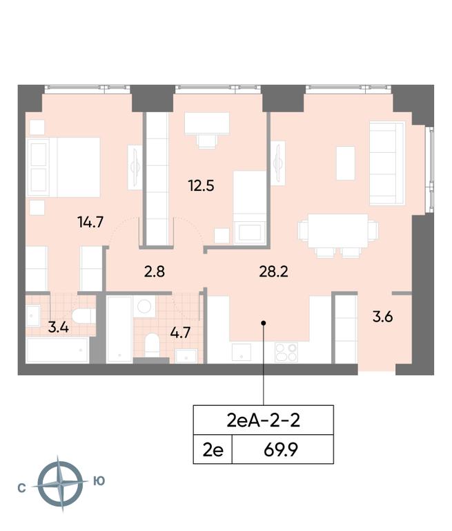 2-BD Apartment Sale, 69.9 sq. m. at Wave, Borisovskye Prudy Street, 1Б, Moscow, Russia #1 2-BD Apartment Sale, 69.9 sq. m. at Wave, Borisovskye Prudy Street, 1Б, Moscow, Russia #1