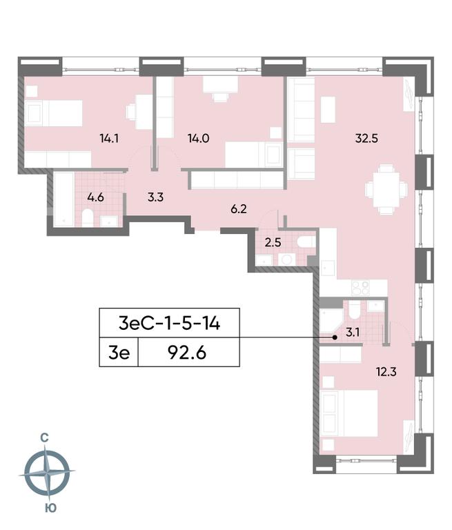 3-BD Apartment Sale, 92.6 sq. m. at Wave, Borisovskye Prudy Street, 1Б, Moscow, Russia #1