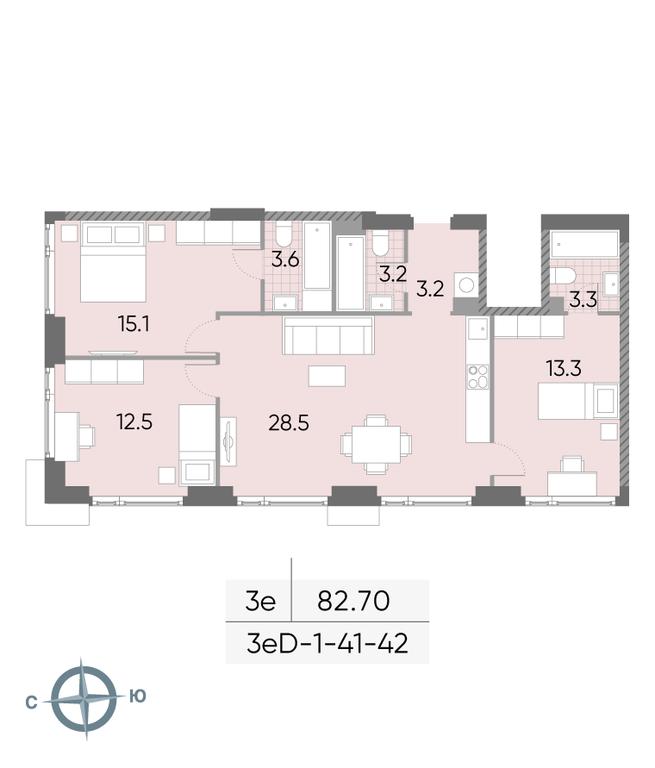 3-BD Apartment Sale, 82.7 sq. m. at Wave, Borisovskye Prudy Street, 1Б, Moscow, Russia #2