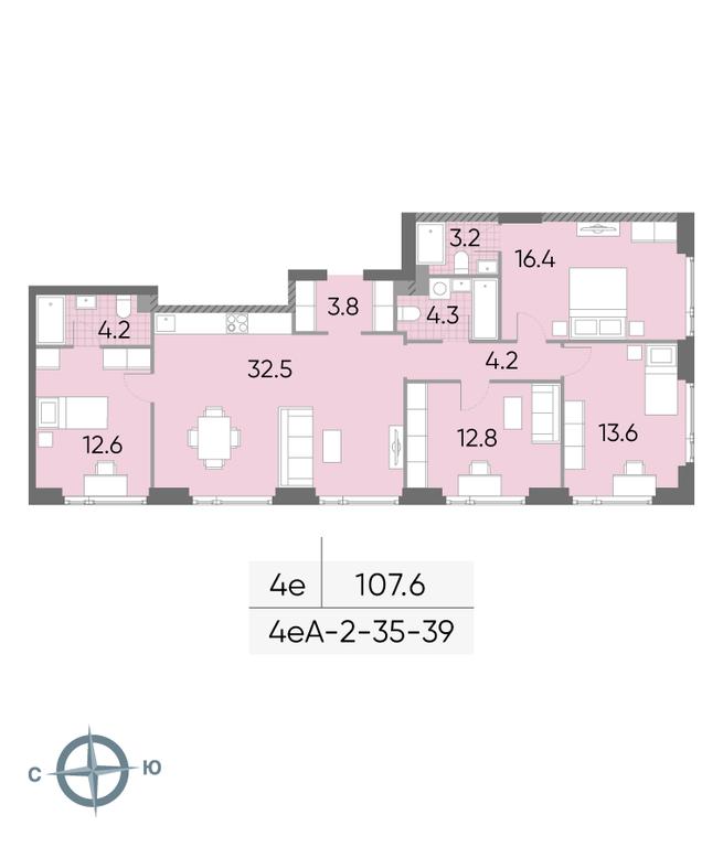 4-BD Apartment Sale, 107.6 sq. m. at Wave, Borisovskye Prudy Street, 1Б, Moscow, Russia #1