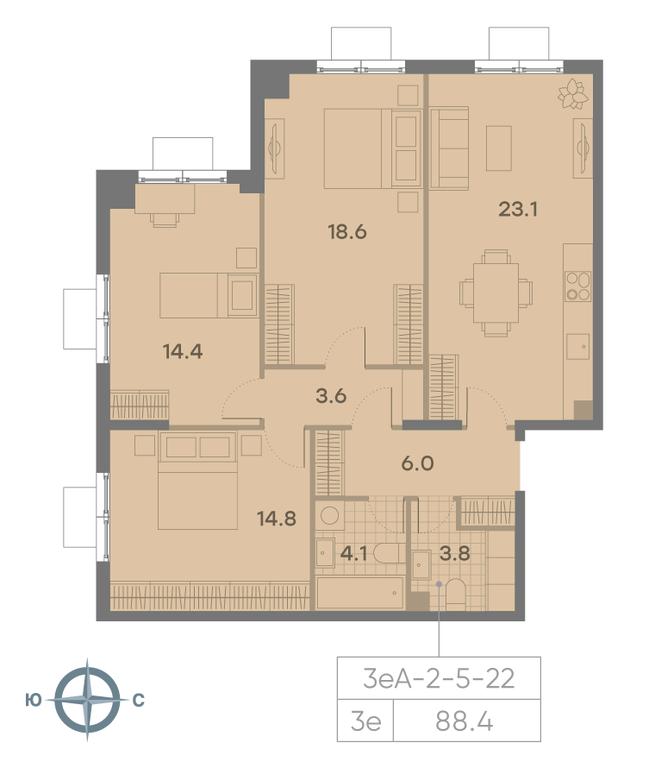 3-BD Apartment Sale, 88.4 sq. m. at Parkside, Krasnogo Mayaka Street, 26к1, Moscow, Russia #1 3-BD Apartment Sale, 88.4 sq. m. at Parkside, Krasnogo Mayaka Street, 26к1, Moscow, Russia #1