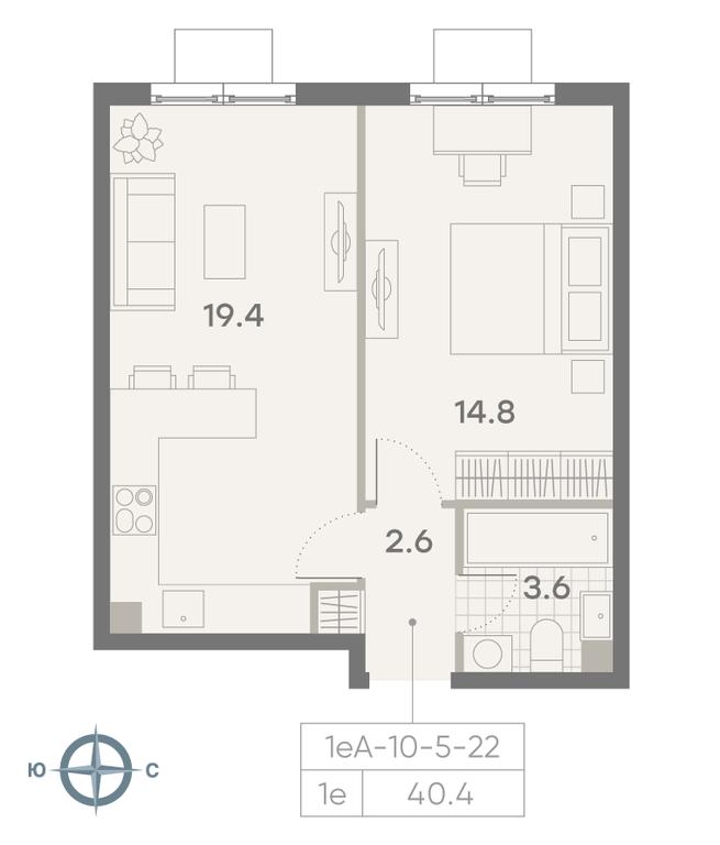 1-BD Apartment Sale, 40.4 sq. m. at Parkside, Krasnogo Mayaka Street, 26к1, Moscow, Russia #1