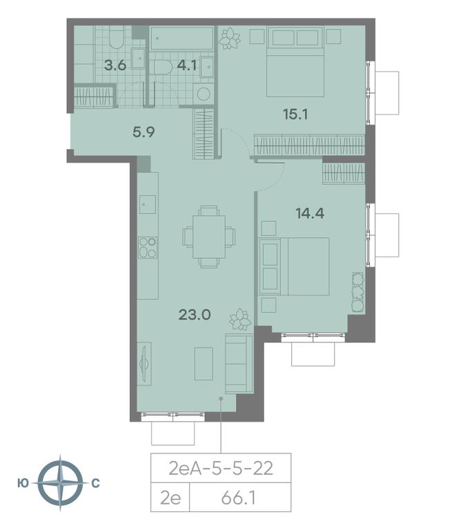 2-BD Apartment Sale, 66.1 sq. m. at Parkside, Krasnogo Mayaka Street, 26к1, Moscow, Russia #1 2-BD Apartment Sale, 66.1 sq. m. at Parkside, Krasnogo Mayaka Street, 26к1, Moscow, Russia #1