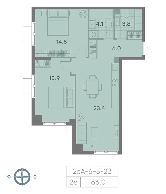 2-BD Apartment Sale, 66 sq. m. at Parkside, Krasnogo Mayaka Street, 26к1, Moscow, Russia #2 2-BD Apartment Sale, 66 sq. m. at Parkside, Krasnogo Mayaka Street, 26к1, Moscow, Russia #2