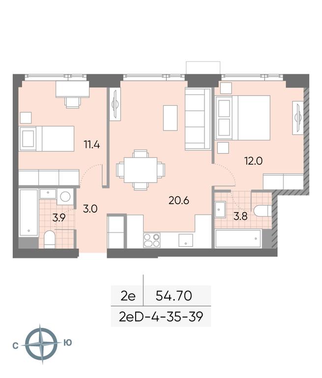2-BD Apartment Sale, 54.7 sq. m. at Wave, Borisovskye Prudy Street, 1Б, Moscow, Russia #2