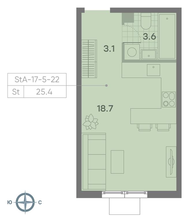 Apartment Sale, 25.4 sq. m. at Parkside, Krasnogo Mayaka Street, 26к1, Moscow, Russia #2