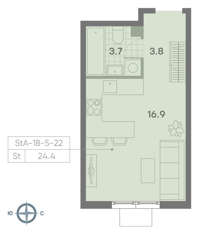 Apartment Sale, 24.4 sq. m. at Parkside, Krasnogo Mayaka Street, 26к1, Moscow, Russia #1