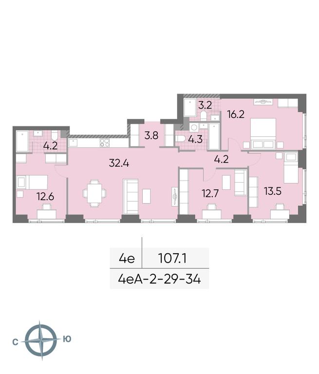 4-BD Apartment Sale, 107.1 sq. m. at Wave, Borisovskye Prudy Street, 1Б, Moscow, Russia #2