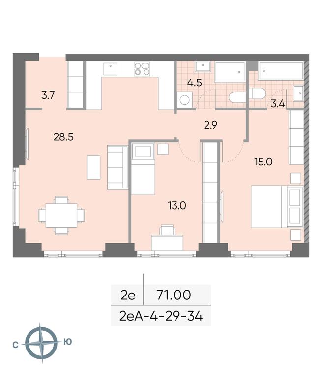2-BD Apartment Sale, 71 sq. m. at Wave, Borisovskye Prudy Street, 1Б, Moscow, Russia #2