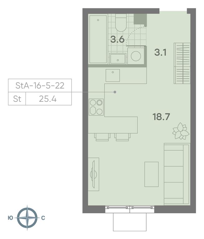 Apartment Sale, 25.4 sq. m. at Parkside, Krasnogo Mayaka Street, 26к1, Moscow, Russia #2