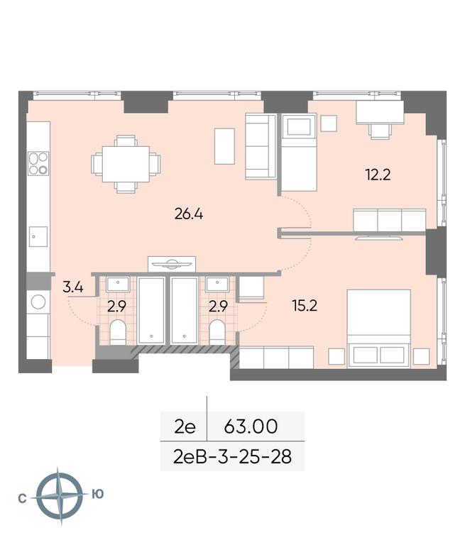 2-BD Apartment Sale, 63 sq. m. at Wave, Borisovskye Prudy Street, 1Б, Moscow, Russia #2 2-BD Apartment Sale, 63 sq. m. at Wave, Borisovskye Prudy Street, 1Б, Moscow, Russia #2