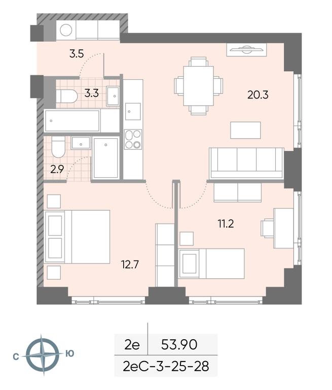 2-BD Apartment Sale, 53.9 sq. m. at Wave, Borisovskye Prudy Street, 1Б, Moscow, Russia #2 2-BD Apartment Sale, 53.9 sq. m. at Wave, Borisovskye Prudy Street, 1Б, Moscow, Russia #2