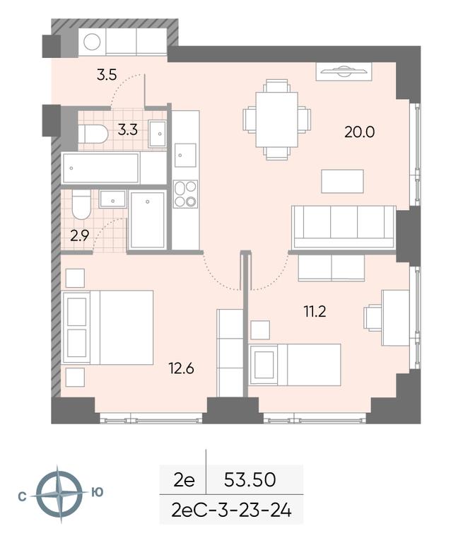 2-BD Apartment Sale, 53.5 sq. m. at Wave, Borisovskye Prudy Street, 1Б, Moscow, Russia #1 2-BD Apartment Sale, 53.5 sq. m. at Wave, Borisovskye Prudy Street, 1Б, Moscow, Russia #1