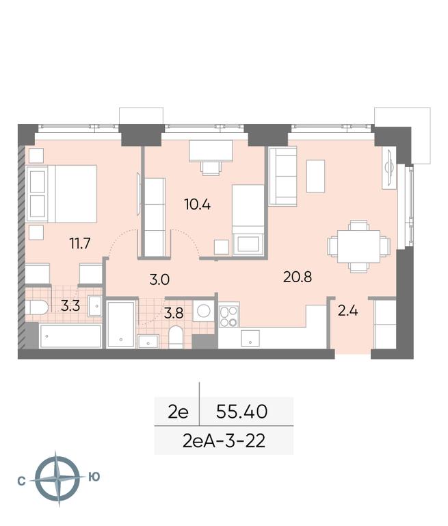 2-BD Apartment Sale, 55.4 sq. m. at Wave, Borisovskye Prudy Street, 1Б, Moscow, Russia #2 2-BD Apartment Sale, 55.4 sq. m. at Wave, Borisovskye Prudy Street, 1Б, Moscow, Russia #2