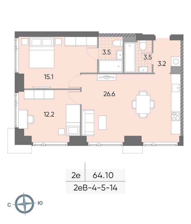 2-BD Apartment Sale, 64.1 sq. m. at Wave, Borisovskye Prudy Street, 1Б, Moscow, Russia #1 2-BD Apartment Sale, 64.1 sq. m. at Wave, Borisovskye Prudy Street, 1Б, Moscow, Russia #1