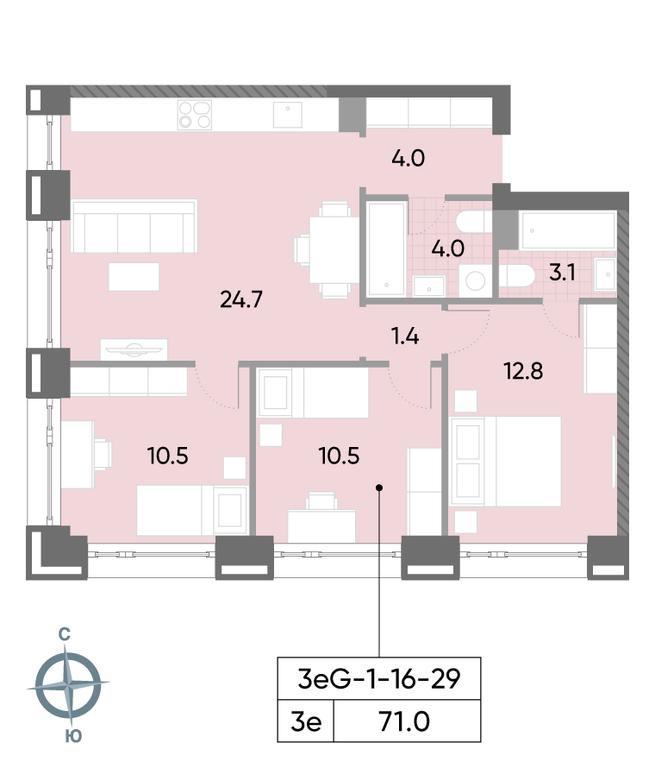 3-BD Apartment Sale, 71平方米 at Wave, Borisovskye Prudy Street, 1Б, Moscow, Russia #2 3-BD Apartment Sale, 71平方米 at Wave, Borisovskye Prudy Street, 1Б, Moscow, Russia #2