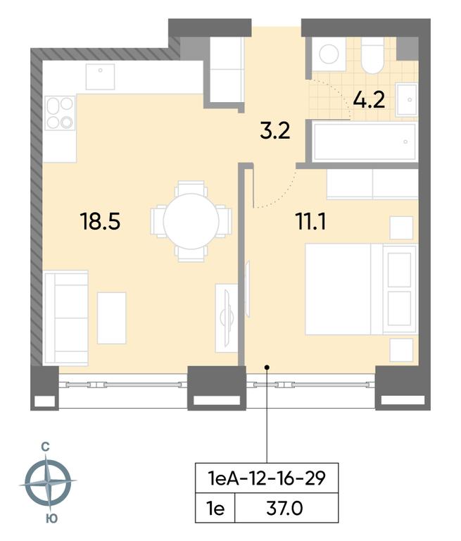 1-BD Apartment Sale, 37平方米 at Wave, Borisovskye Prudy Street, 1Б, Moscow, Russia #2 1-BD Apartment Sale, 37平方米 at Wave, Borisovskye Prudy Street, 1Б, Moscow, Russia #2