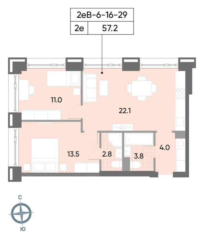 2-BD Apartment Sale, 57.2 sq. m. at Wave, Borisovskye Prudy Street, 1Б, Moscow, Russia #2 2-BD Apartment Sale, 57.2 sq. m. at Wave, Borisovskye Prudy Street, 1Б, Moscow, Russia #2