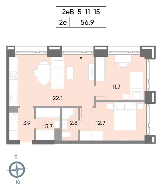 2-BD Apartment Sale, 56.9 sq. m. at Wave, Borisovskye Prudy Street, 1Б, Moscow, Russia #1 2-BD Apartment Sale, 56.9 sq. m. at Wave, Borisovskye Prudy Street, 1Б, Moscow, Russia #1