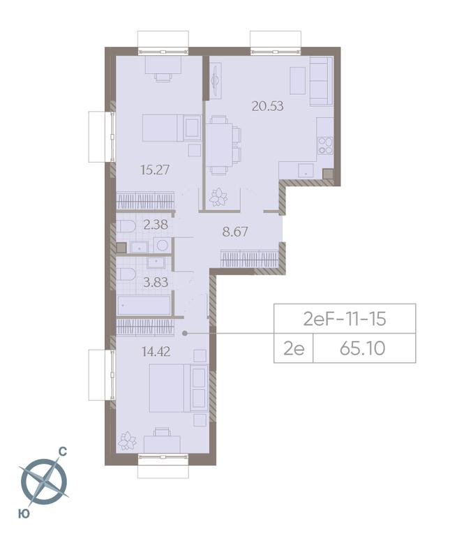 2-BD Apartment Sale, 65.1 sq. m. at Dmitrovskoe Nebo, Ilmenskiy Drive, 4с1, Moscow, Russia #1