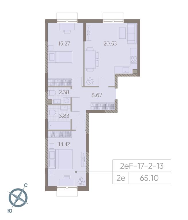 2-BD Apartment Sale, 65.1平方米 at Dmitrovskoe Nebo, Ilmenskiy Drive, 4с1, Moscow, Russia #2 2-BD Apartment Sale, 65.1平方米 at Dmitrovskoe Nebo, Ilmenskiy Drive, 4с1, Moscow, Russia #2