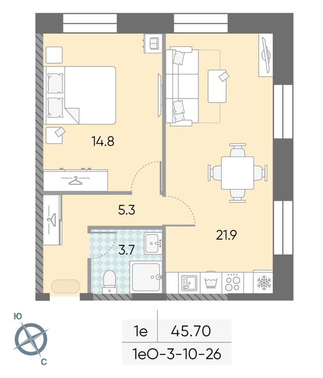 1-BD Apartment Sale, 45.7平方米 at Zilart, Rodchenko Street, 1, Moscow, Russia #2 1-BD Apartment Sale, 45.7平方米 at Zilart, Rodchenko Street, 1, Moscow, Russia #2