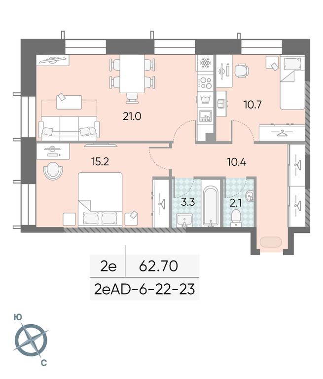 2-BD Apartment Sale, 62.7平方米 at Zilart, Rodchenko Street, 1, Moscow, Russia #2 2-BD Apartment Sale, 62.7平方米 at Zilart, Rodchenko Street, 1, Moscow, Russia #2