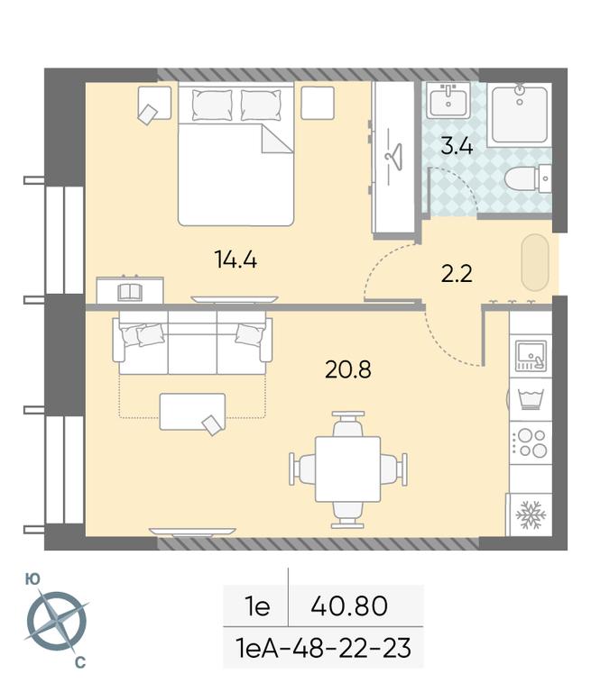1-BD Apartment Sale, 40.8 sq. m. at Zilart, Rodchenko Street, 1, Moscow, Russia #2