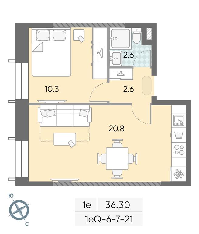 1-BD Apartment Sale, 36.3 sq. m. at Zilart, Rodchenko Street, 1, Moscow, Russia #1
